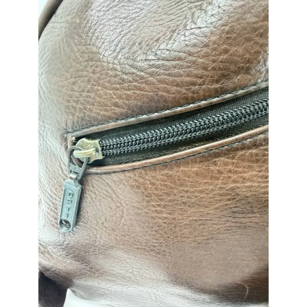 New West Genuine Leather Brown Backpack Flap Buckle Casual Adjustable Straps